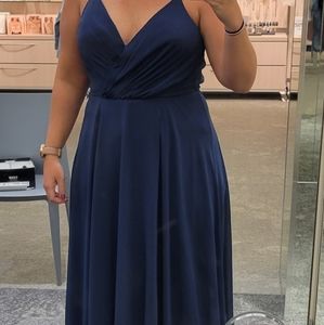Marine chiffon bridesmaid dress